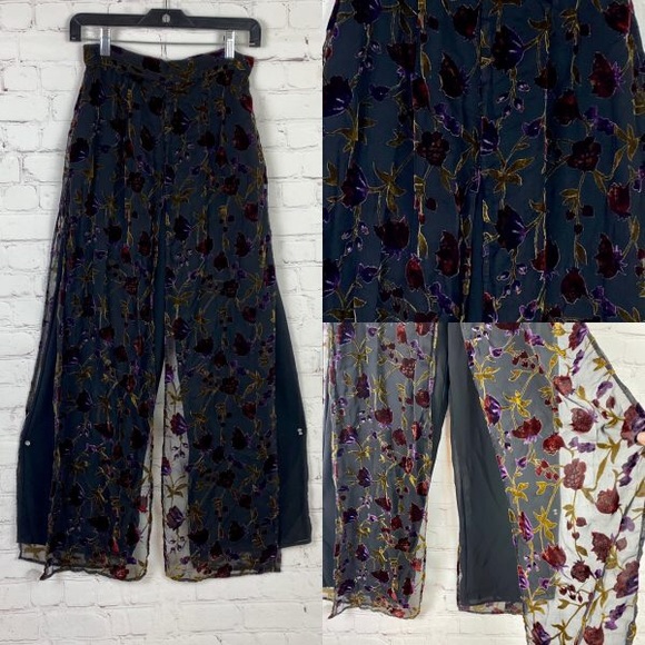 MSK Pants - MSK Black Burnout Velvet Free Flow Panel Pants